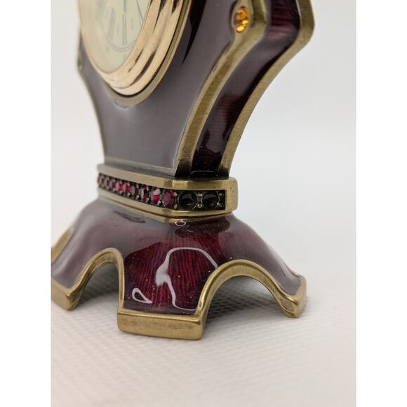 Jay Strongwater Octagonal Dumont Bee Desk Clock in Red Enamel-Swarovski Crystals - Picture 2 of 5
